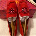 Tory Burch Shoes | *Nwt* Tory Burch Miller Metal-Logo (Nwt Loafer Suede | Color: Red | Size: 6.5