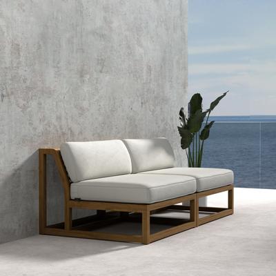 Maya Armless Teak Love Seat Sectional Couch Sofa