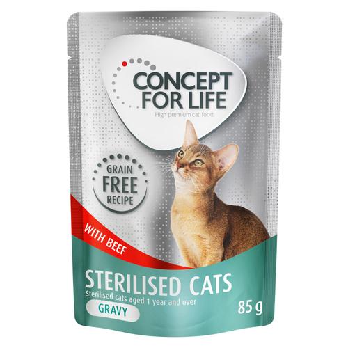 48 x 85 g Concept for Life Sterilised Cats Rind getreidefrei – in Soße