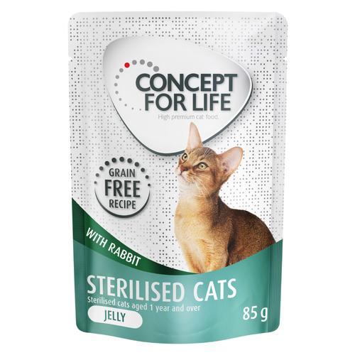 48 x 85 g Concept for Life Sterilised Cats Kaninchen getreidefrei - in Gelee