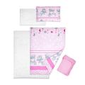 5 Piece Baby Bedding Duvet Pillow with Covers & Jersey Sheet fits 160x80cm Junior Bed (Mika Pink)