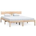 vidaXL Solid Wood Pine Bed Frame Home Indoor Bedroom Platform Pallet Bed Base Bedstead Wooden Decor Furniture with Headboard 140x200 cm Double