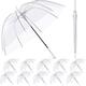 12 Pcs Wedding Umbrellas Birdcage Clear Umbrella Windproof See Through Umbrella White Dome Umbrella Handle Transparent Walking Brolly Clear Bubble Umbrella for Unisex Bridal Raining Walking