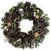 Northlight Seasonal Silver & Green Mixed Foliage & Pinecone Christmas Wreath 13.5-Inch Unlit Wood/Twig in Brown/Green | Wayfair NORTHLIGHT SH94264