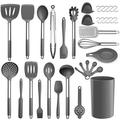 DGPCT Silicone Cooking Utensil Set, Kitchen Utensils Set, Non-Stick Heat Resistant, Stainless Steel/Silicone in Gray | Wayfair USWF-CJ-055