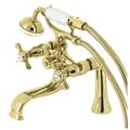 Kingston Brass KS248PB Essex Deck Mount Clawfoot Tub Faucet with Hand Shower, Polished Brass - Kingston Brass KS248PB