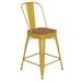 Flash Furniture CH-31320-24GB-YL-PL2T-GG Counter Height Commercial Bar Stool w/ Removable Back & Wood Seat - Steel, Yellow