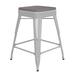 Flash Furniture CH-31320-24-WH-PL2G-GG Counter Height Backless Stool w/ Wood Seat - Steel, White, Indoor-Outdoor, Square Seat