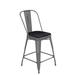 Flash Furniture XU-DG-TP001B-24-PL1B-GG Counter Height Stool w/ 24" Black Wood Seat - Steel, Gray, Black Poly Resin Wood Seat