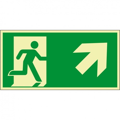 Schild I PERMALIGHT power langnachleuchtend Rettungszeichen Rettungsweg rechts aufwärts, Aluminium, 300x150mm, ASR ISO 7010 E002 Image