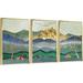 Everly Quinn Mountain Wall Art - 3 Piece Floater Frame Print Set on Canvas Canvas, Metal in Blue/Green | 16.3 H x 36.3 W x 1.65 D in | Wayfair