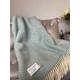 Duck egg blue and cream Herringbone Pure New Wool Throw / Blanket Fits King Size Bed / British Made / Soft Wool Yarn