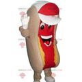 Hot dog REDBROKOLY mascot with mustard. Hot dog costume