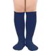 Kids Three Stripes High Knee Cotton Socks Thigh Tights Athletic Soccer Unisex Socks 1 Pair Navy One Size