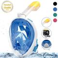 Snorkel Mask Full Face Snorkeling Mask Mountdog Kids Swim Goggles Snorkel Set with Panoramic View and Action Camera Mount Anti-Fog and Anti-Leak Design Dive Mask for Kids Blue
