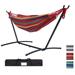 Double Hammock with Steel Stand 2 Person Cotton Hammocks for Outdoors Indoors 450lb Weight Capacity