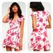 Free People Dresses | Free People French Quarter Floral Print Wrap Dress Ivory Pink Large | Color: Pink/White | Size: L