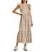 Madewell Dresses | Madewell Ruffle-Sleeve Tiered Midi Dress In Plaid Nwt Size 12 | Color: Cream/Tan | Size: 12