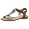 Riemchensandale RIEKER, Damen, Gr. 43, grau (grau, braun), Lederimitat, mehrfarbig, elegant, Schuhe, Sommerschuh, Sandalette, Blockabsatz, mit angesagtem Schmuckelement, Topseller