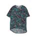 Lularoe Casual Dress - Shift Crew Neck Short sleeves: Green Floral Dresses - Women's Size X-Small