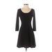 Forever 21 Casual Dress - A-Line Scoop Neck 3/4 sleeves: Black Print Dresses - Women's Size Small