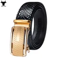 Mn-Ceinture en cuir noir pour homme sangle à cliquet boucles automatiques robe market ceinture