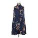 Old Navy Casual Dress - Shirtdress Mock Sleeveless: Blue Floral Dresses - Women's Size X-Small