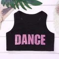 Haut court de danse avec lettres brillantes imprimées pour filles vêtement de danse dos nageur