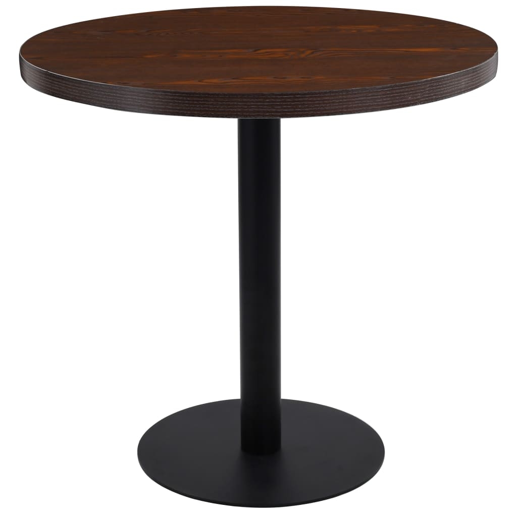 vidaXL Bistrotisch Dunkelbraun 80 cm MDF Image