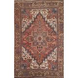 Geometric Heriz Persian Vintage Area Rug Handmade Bedroom Wool Carpet - 5'11" x 9'0"