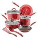 Rachael Ray Cucina Porcelain Enamel Nonstick Cookware Set, 10-Piece, Cranberry Red