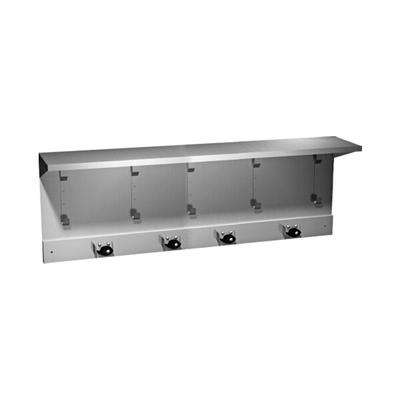 American Specialties, Inc. 10-1308-4 44" Stainless Steel Utility Shelf with 4 Mop / Broom Holders and 5 Hooks
