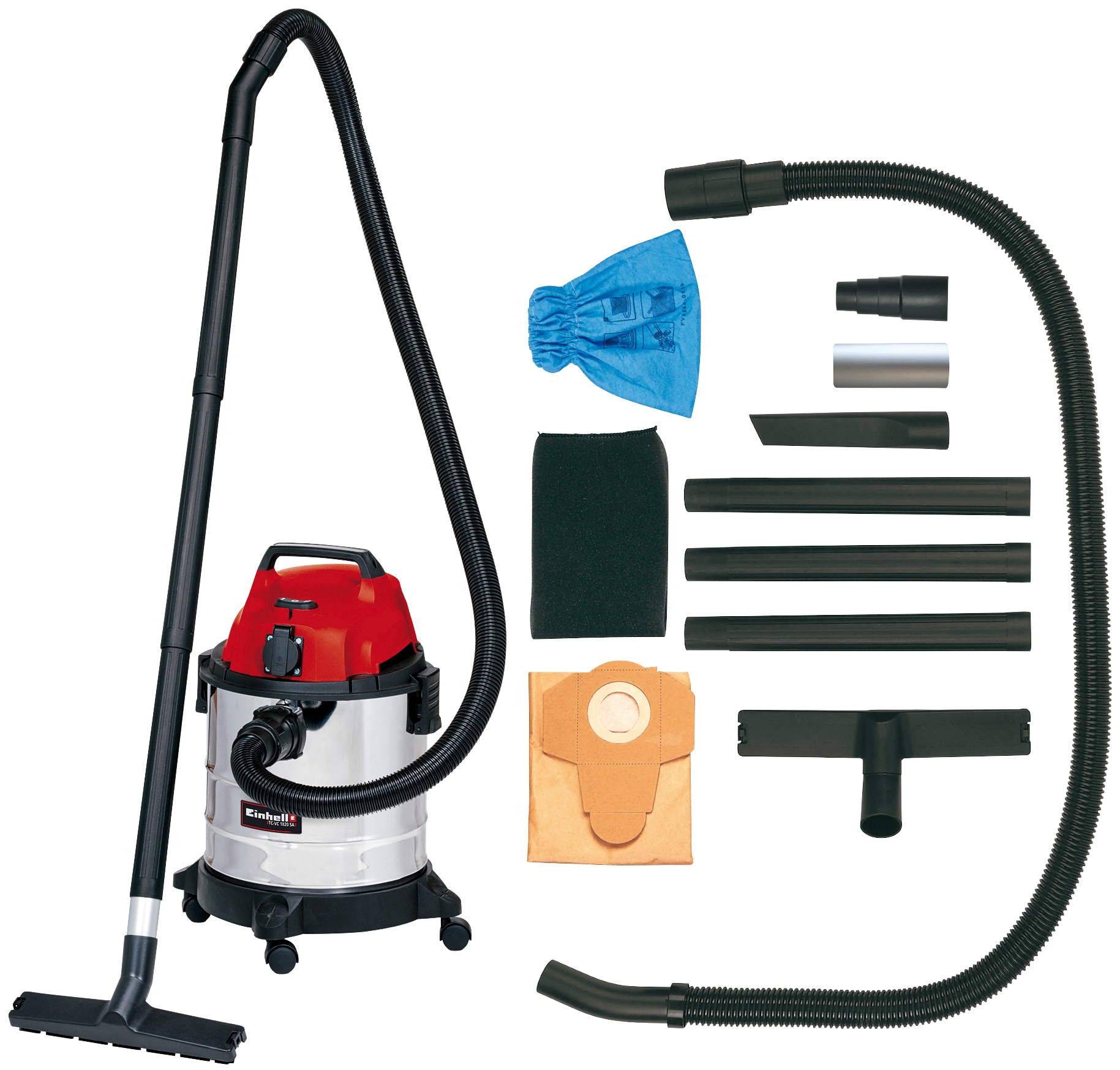 EINHELL Nass-Trocken-Sauger "TC-VC 1820 SA", rot (rot, schwarz, silberfarben), B:32,3cm H:46cm, Mehrzwecksauger, Inklusive umfangreichem Zubehör