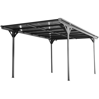Einzelcarport WESTMANN "Flachdach", grau (anthrazit), B/H/T: 305cm x 217cm x 503cm, Carports, aus Aluminium, anthrazit