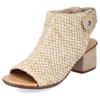 Sandalette RIEKER, Damen, Gr. 39, beige (sand), Textil, elegant, Schuhe Schaftsandale Sandalette, Sommerschuh, Sandalette, Blockabsatz, in modischer Flecht-Optik