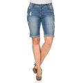 Jeansbermudas SHEEGO "Große Größen" Gr. 44, Normalgrößen, blau (light blue denim) Damen Jeans Shorts Bermudajeans