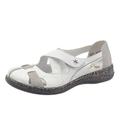 Slipper RIEKER Gr. 42, grau (weiß, grau) Damen Schuhe Rieker Spangenschuh, Schlupfschuh, Komfortschuh mit Klettverschluss Bestseller