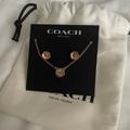 Coach Jewelry | Coach Earrings And Necklace Set. Rose Gold. | Color: Gold | Size: Os