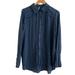 Free People Tops | Free People Blue Silk Button Down Top Pin Tuck Pleat Ruffle Collar Detail Euc | Color: Blue | Size: M