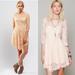 Free People Dresses | Free People Floral Mesh Lace Overlay 3/4 Sleeve Peach Knee Length Flare 6 Dress | Color: Cream/Pink | Size: 6