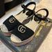 Gucci Shoes | Gucci Espadrille Shoe Sandals Sz 7.5 - Like New! | Color: Black/Gold/Red | Size: 7.5