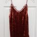 Urban Outfitters Tops | Metallic Uo Rust Red Velour Velvet Spaghetti Strap Tank Top Lace Detail Size S | Color: Blue/Red/Tan | Size: S