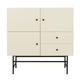 Buffet haut moderne en bois et métal 3 placards 2 tiroirs beige