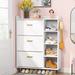 Shoe Storage Cabinet with 3 Flip Drawers and 5 Tiers shelves, Freestanding Wooden Tipping Bucket Shoes Organizer Cabinets