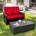 Costway Patio Rattan Daybed Lounge Retractable Top Canopy Side Tables - See Details