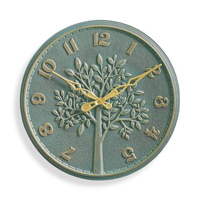 Woodland Tree Outdoor Wall Clock & Thermometer - Clock, Verdigris/Clock - Grandin Road