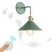 FSLiving Remote Control Retro Wall Light with USB Plug Receiving Controller Metal Macaron Color Wall Sconce with Recessed Push Button Switch Cord (4.9 Feet) and Remote Control Switch - Green