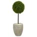 Nearly Natural 3 Boxwood Ball Topiary Artificial Tree in Oval Planter UV Resistant (Indoor/Outdoor)