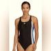 Adidas Swim | Adidas Bos Cb Swimsuit Black Racer Back Color Block Size 2 | Color: Black/Blue | Size: 2