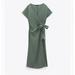 Zara Dresses | Belted Wrapped Dress | Color: Green | Size: Sj